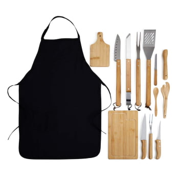 Kit Churrasco Personalizado 14 Peças Caixa Preta SMKT-90262 Brinde Personalizado