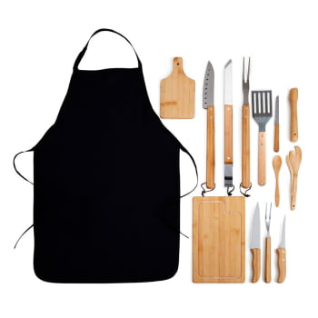 Kit Churrasco Personalizado 14 Peças Caixa Preta SMKT-90281 Brindes Personalizados