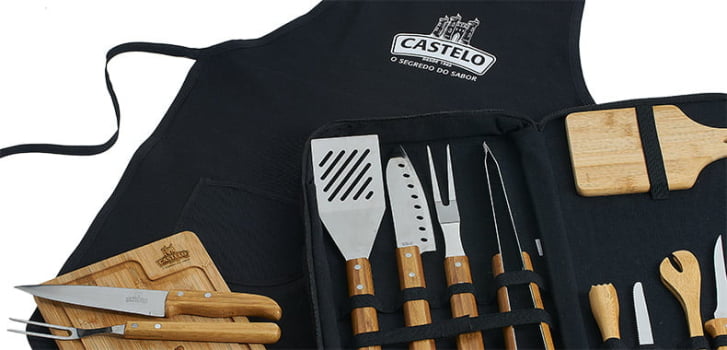 Kit Churrasco Personalizado 14 Peças Com Tábua para Caipirinha SMPB-00973 Brindes Personalizados