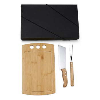 Kit Churrasco Personalizado 3 Peças Caixa Preta SMKT-90193 Brindes Personalizados