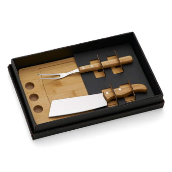 Kit Churrasco Personalizado 3 Peças Caixa Preta SMKT-90193 Brindes Personalizados