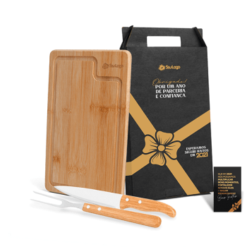 Kit Churrasco Personalizado 3 Peças Caixa Preta SMMB-19063 Brinde Personalizado