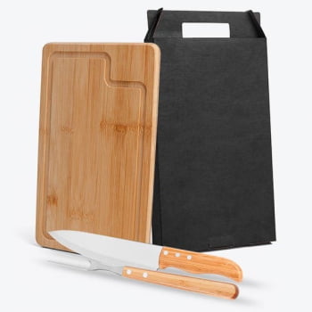 Kit Churrasco Personalizado 3 Peças Caixa Preta SMMB-19093 Brindes Personalizados