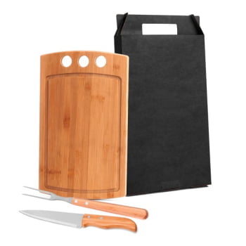 Kit Churrasco Personalizado 3 Peças Caixa Preta SMMB-21063 Brinde Personalizado