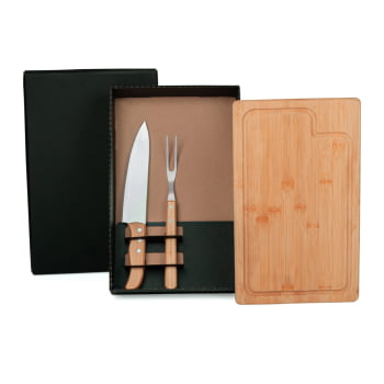 Kit Churrasco Personalizado 3 Peças Caixa Preta SMME-04093 Brindes Personalizados