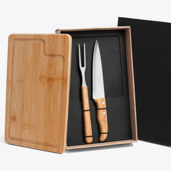 Kit Churrasco Personalizado 3 Peças Caixa Preta SMME-19063 Brinde Personalizado