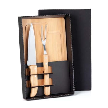 Kit Churrasco Personalizado 3 Peças Caixa Preta SMME-19063 Brinde Personalizado
