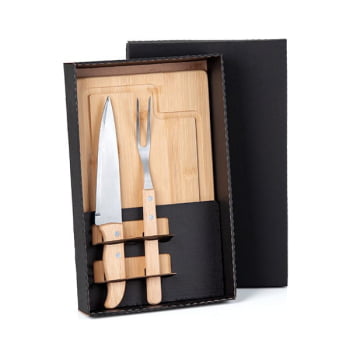 Kit Churrasco Personalizado 3 Peças Caixa Preta SMME-19066 Brinde Personalizado