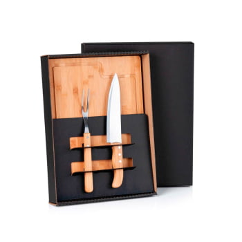 Kit Churrasco Personalizado 3 Peças Caixa Preta SMME-39093 Brinde Personalizado