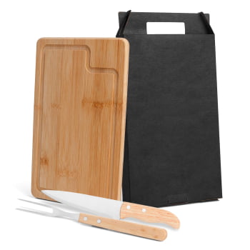 Kit Churrasco Personalizado 3 Peças Caixa Preta SMMX-19066 Brindes Personalizados