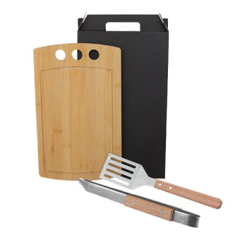 Kit Churrasco Personalizado 3 Peças Caixa Preta SMMX-21356 Brindes Personalizados