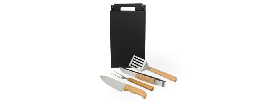 Kit Churrasco Personalizado 4 Peças Caixa Preta SMCJ-71446 Brinde Personalizado