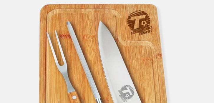 Kit Churrasco Personalizado 4 Peças Caixa Preta SMMB-04103 Brindes Personalizados