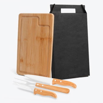 Kit Churrasco Personalizado 4 Peças Caixa Preta SMMB-19123 Brinde Personalizado