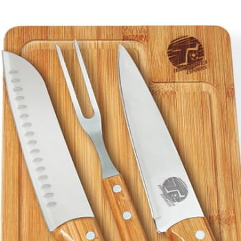 Kit Churrasco Personalizado 4 Peças Caixa Preta SMMB-19633 Brindes Personalizados