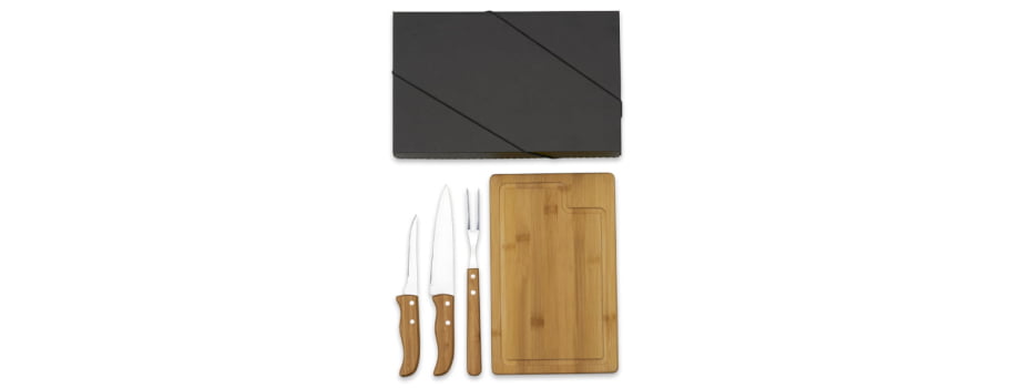 Kit Churrasco Personalizado 4 Peças Caixa Preta SMME-19123 Brinde Personalizado