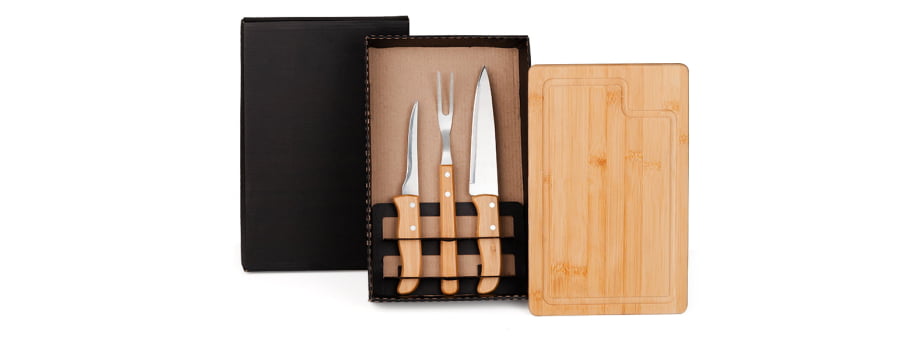 Kit Churrasco Personalizado 4 Peças Caixa Preta SMME-19123 Brinde Personalizado