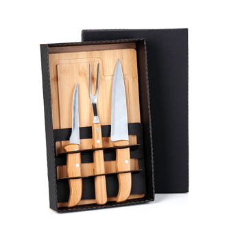 Kit Churrasco Personalizado 4 Peças Caixa Preta SMME-19123 Brinde Personalizado