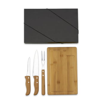 Kit Churrasco Personalizado 4 Peças Caixa Preta SMME-19123 Brinde Personalizado