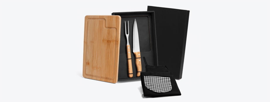 Kit Churrasco Personalizado 4 Peças Caixa Preta SMME-19163 Brindes Personalizados