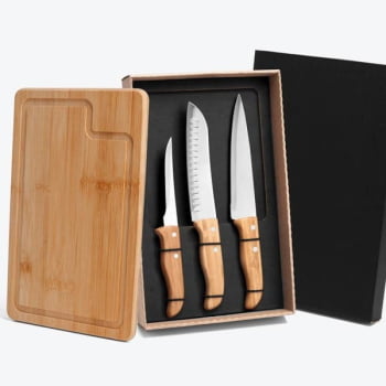 Kit Churrasco Personalizado 4 Peças Caixa Preta SMME-19873 Brindes Personalizados