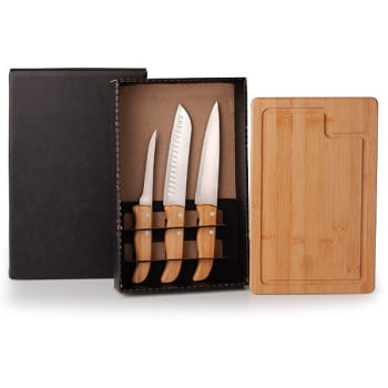 Kit Churrasco Personalizado 4 Peças Caixa Preta SMME-19873 Brindes Personalizados