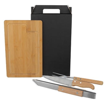 Kit Churrasco Personalizado 4 Peças Caixa Preta SMMX-19326 Brindes Personalizados