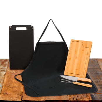 Kit Churrasco Personalizado 4 Peças Com Avental SMMX-19A66 Brinde Personalizado