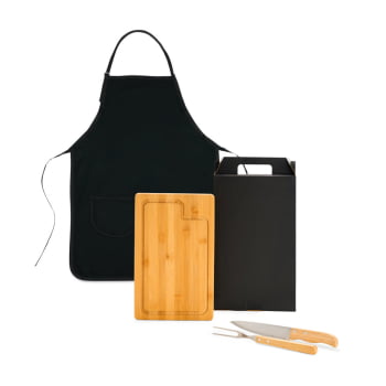 Kit Churrasco Personalizado 4 Peças Com Avental SMMX-19A66 Brinde Personalizado