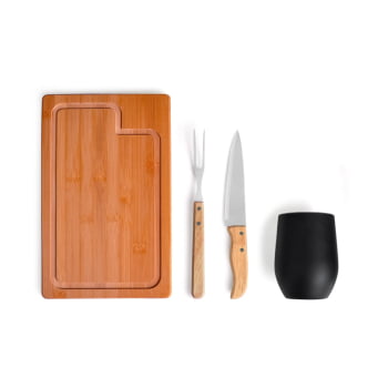 Kit Churrasco Personalizado 4 Peças com Copo Térmico SMKT-90299 Brindes Personalizados