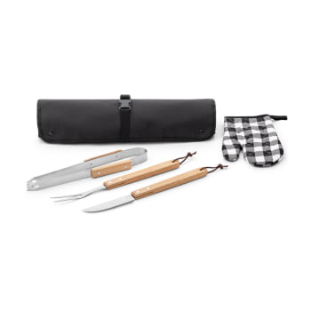 Kit Churrasco Personalizado 4 Peças Com Estojo 600D SP94112 Brindes Personalizados