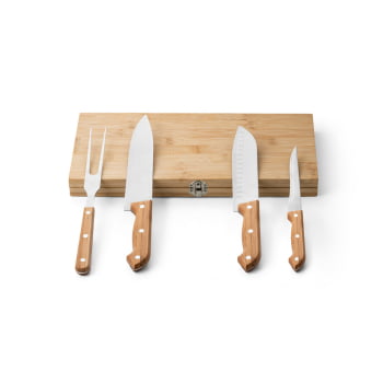 Kit Churrasco Personalizado 4 Peças SP94111 Caixa Bambu Brinde Personalizado