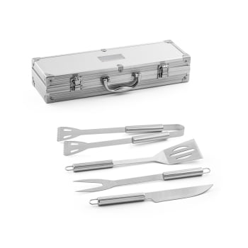 Kit Churrasco Personalizado 4 Peças SP94141 Estojo Alumínio Brindes Personalizados