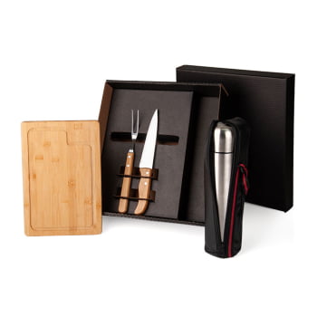 Kit Churrasco Personalizado 5 Peças Caixa Preta SMKT-90156 Brindes Personalizados