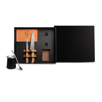 Kit Churrasco Personalizado 5 Peças Caixa Preta SMKT-90332 Brinde Personalizado