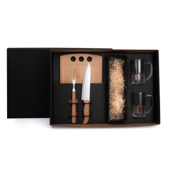 Kit Churrasco Personalizado 5 Peças Caixa Preta SMKT-9041A Brindes Personalizados