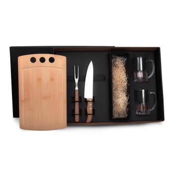 Kit Churrasco Personalizado 5 Peças Caixa Preta SMKT-9041A Brindes Personalizados