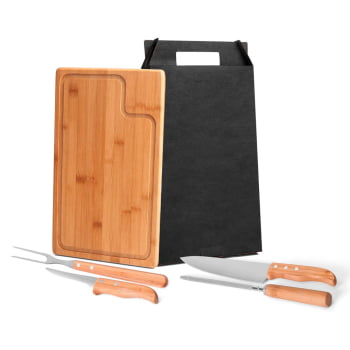 Kit Churrasco Personalizado 5 Peças Caixa Preta SMMB-04183 Brindes Personalizados