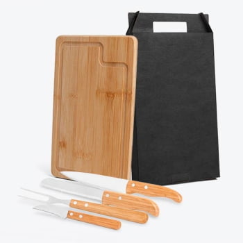Kit Churrasco Personalizado 5 Peças Caixa Preta SMMB-19133 Brindes Personalizados