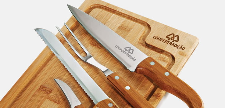 Kit Churrasco Personalizado 5 Peças Caixa Preta SMMB-19133 Brindes Personalizados