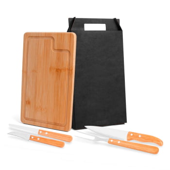 Kit Churrasco Personalizado 5 Peças Caixa Preta SMMB-19603 Brinde Personalizado