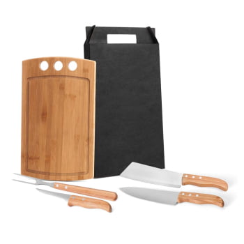 Kit Churrasco Personalizado 5 Peças Caixa Preta SMMB-21543 Brindes Personalizados