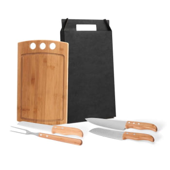 Kit Churrasco Personalizado 5 Peças Caixa Preta SMMB-21663 Brinde Personalizado