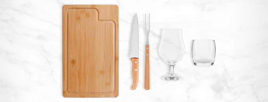 Kit Churrasco Personalizado 5 Peças Cerveja e Whisky SMKT-90032 Brindes Personalizados