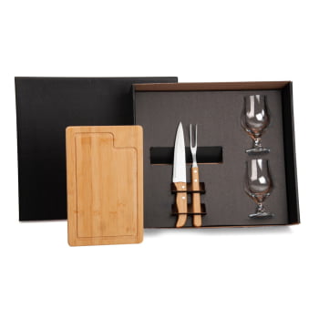 Kit Churrasco Personalizado 5 Peças com Copos SMKT-9015M Brinde Personalizado