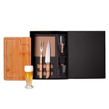 Kit Churrasco Personalizado 5 Peças com Copos SMKT-9027L Brinde Personalizado
