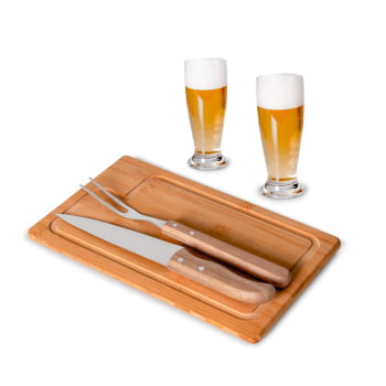 Kit Churrasco Personalizado 5 Peças com Copos SMKT-9027L Brinde Personalizado