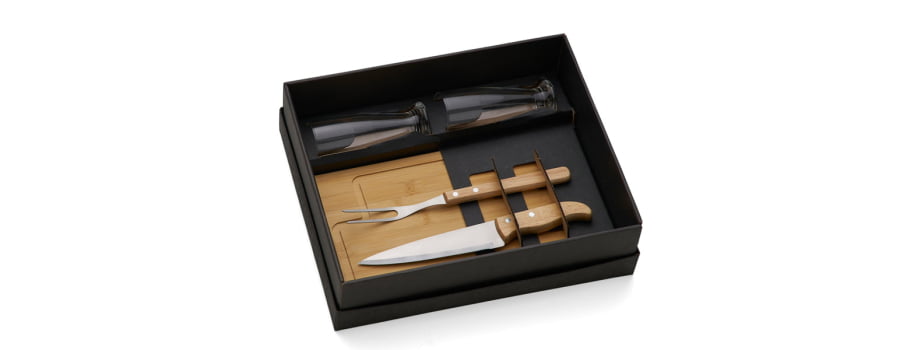 Kit Churrasco Personalizado 5 Peças com Copos SMKT-9027L Brinde Personalizado