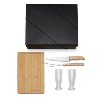 Kit Churrasco Personalizado 5 Peças com Copos SMKT-9027L Brinde Personalizado