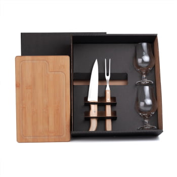 Kit Churrasco Personalizado 5 Peças com Copos SMKT-9044W Brindes Personalizados